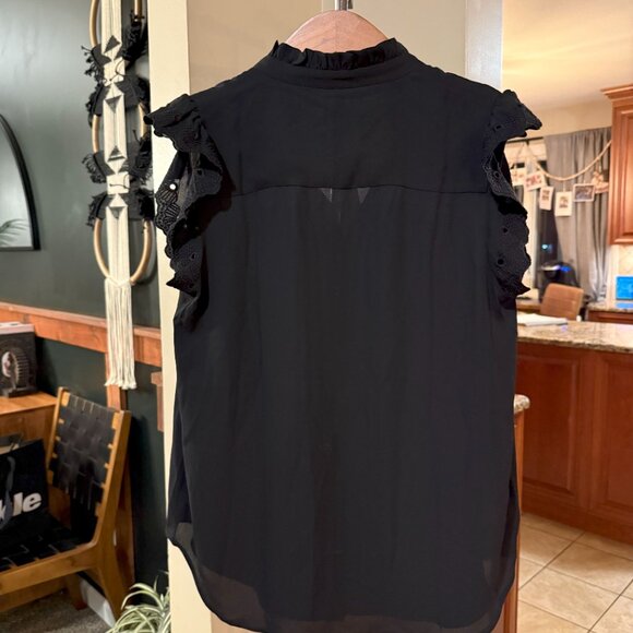 New With Tags Black Ann Taylor Factory Button Down Blouse Top - Picture 4 of 4